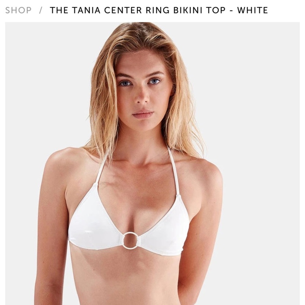 Solid and Striped White Bikini Top